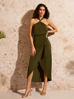 Satin Sarong Midi Skirt