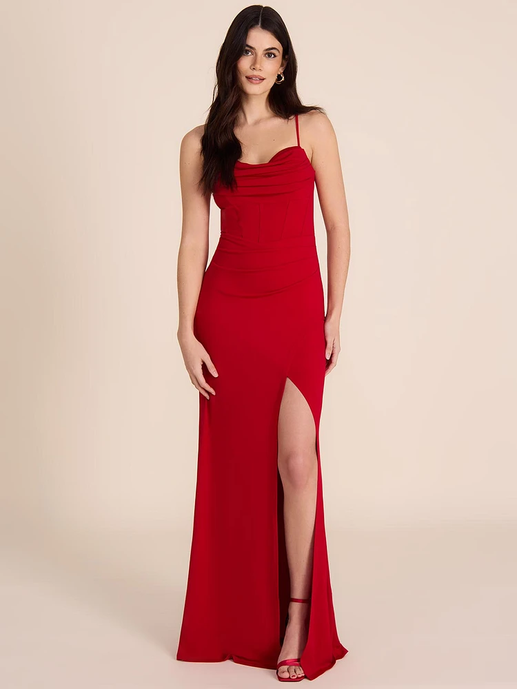 Cowl Neck Bustier Gown