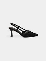 Rhinestone & Mesh Slingback Pump