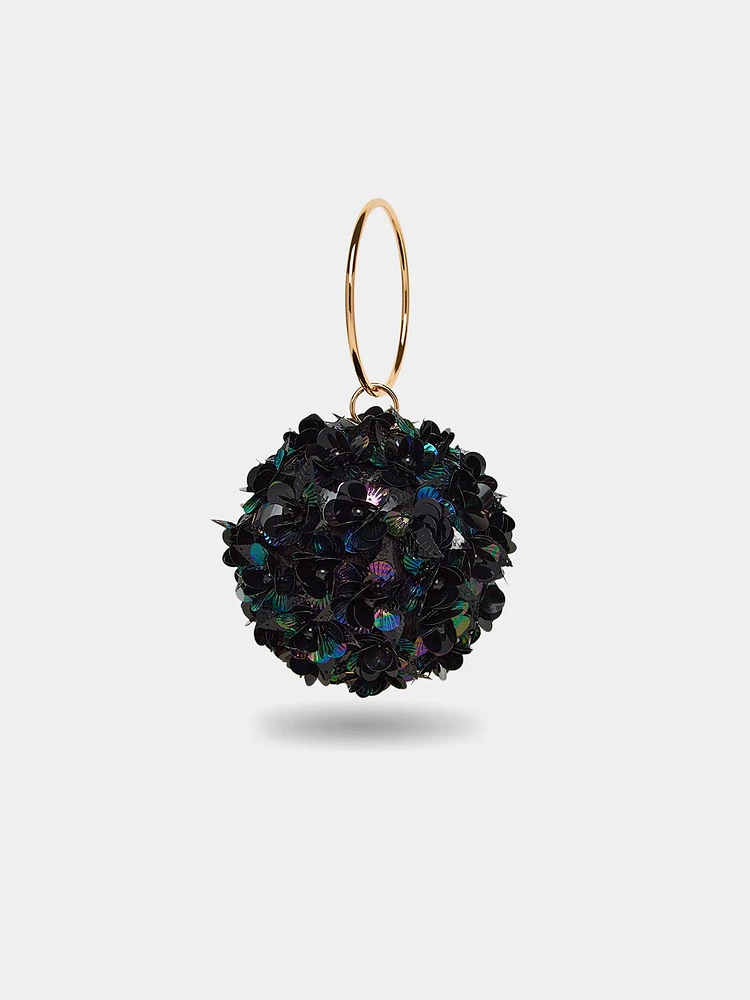 Ball Shaped Handbag With 3D Flowers