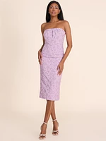 Strapless Floral Jacquard Sheath Dress