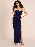 Cowl Neck Satin Gown