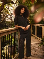 Cropped Eyelet Cotton Pants