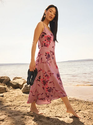 Floral Midi Satin Slip Dress