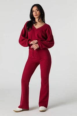 Waffle Knit Flare Sweatpant