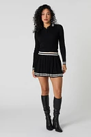Contrast Knit Long Sleeve Crop Top