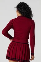 Contrast Knit Long Sleeve Crop Top