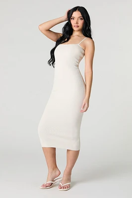 Robe midi moulante en tricot côtelé