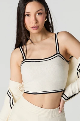 Débardeur court avec liséré en tricot rayé