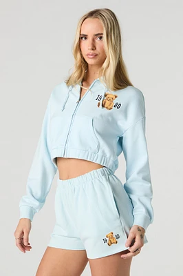 Embroidered Fleece Short