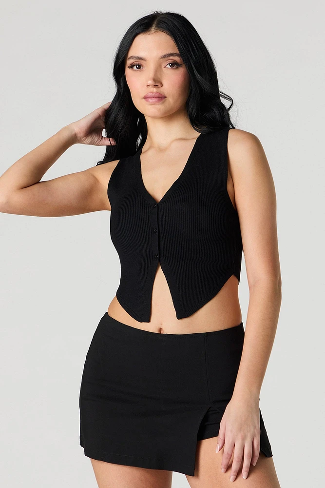 Veste courte en tricot côtelé