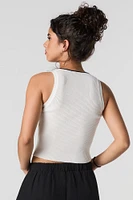 Ribbed Knit Cut-Out Bow Tank