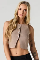 Knit Button Vest Tank