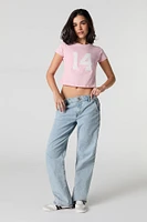 Twill Embroidered Cropped T-Shirt