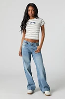 Embroidered Striped Baby Tee