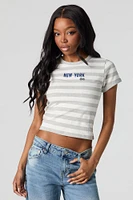Embroidered Striped Baby Tee