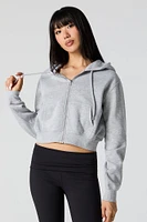 Fleece Cropped Zip-Up Hoodie