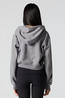 Fleece Cropped Zip-Up Hoodie
