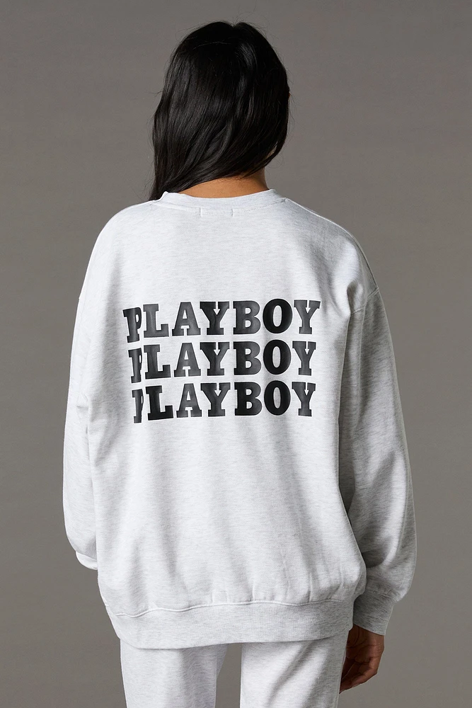 Playboy Oversized Graphic Fleece Sweatshirt