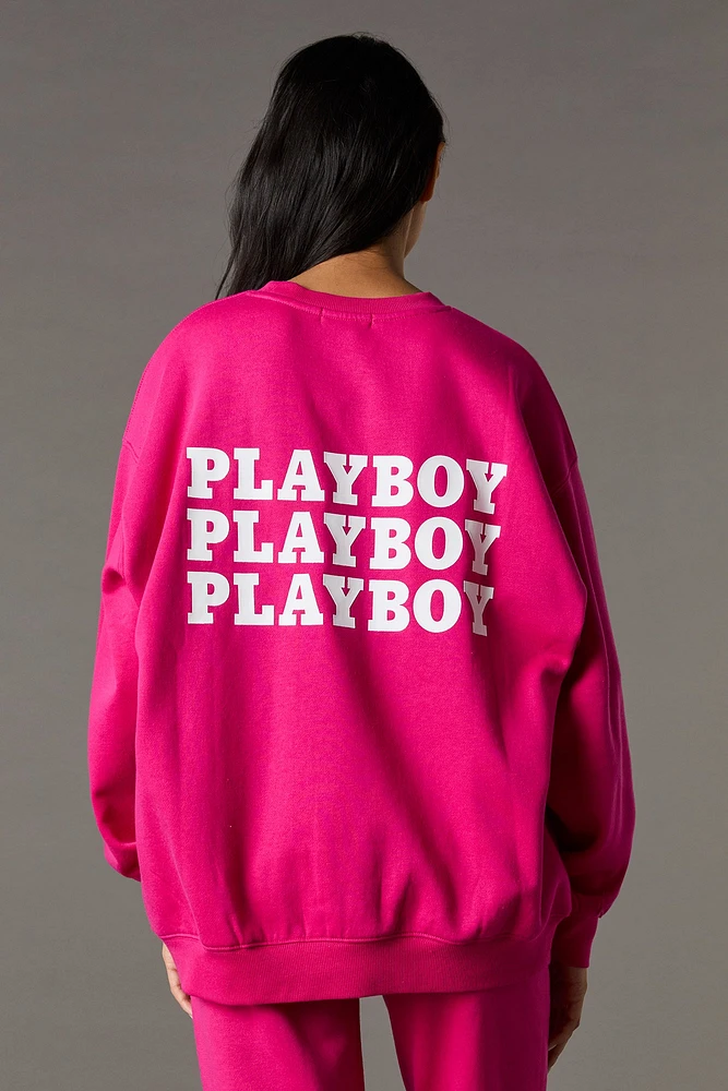 Playboy Oversized Graphic Fleece Sweatshirt