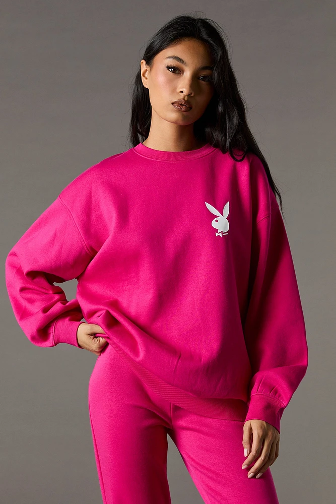 Playboy Oversized Graphic Fleece Sweatshirt