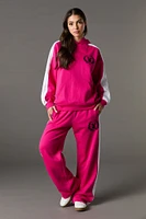 Playboy Oversized Embroidered Colourblock Fleece Hoodie