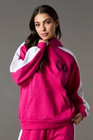Playboy Oversized Embroidered Colourblock Fleece Hoodie