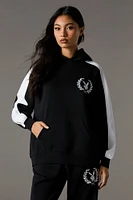 Playboy Oversized Embroidered Colourblock Fleece Hoodie