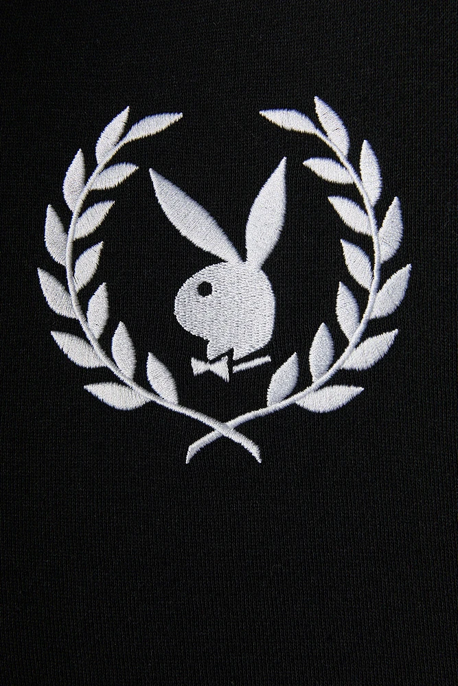Playboy Oversized Embroidered Colourblock Fleece Hoodie