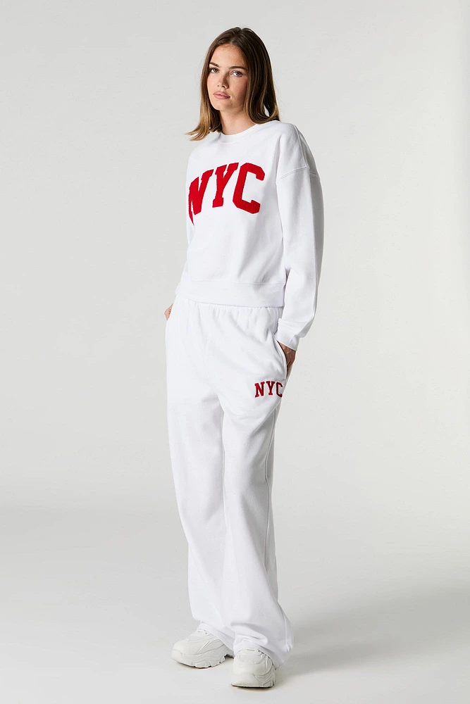 Fleece Varsity Wide Leg Sweatpant