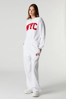 Fleece Varsity Wide Leg Sweatpant