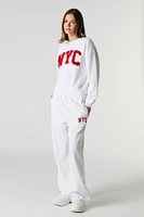 Fleece Varsity Wide Leg Sweatpant