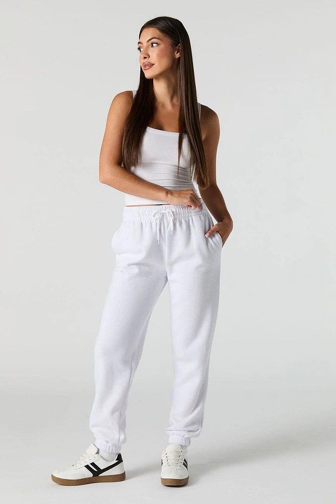 Jogger en molleton uni à taille haute