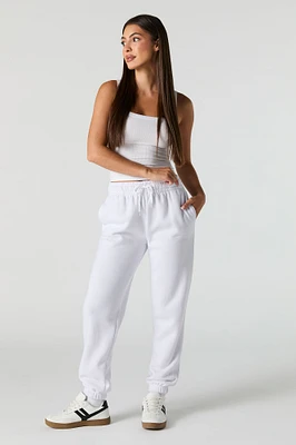 High Rise Solid Fleece Jogger