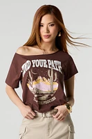 Western Graphic Off Shoulder T-Shirt