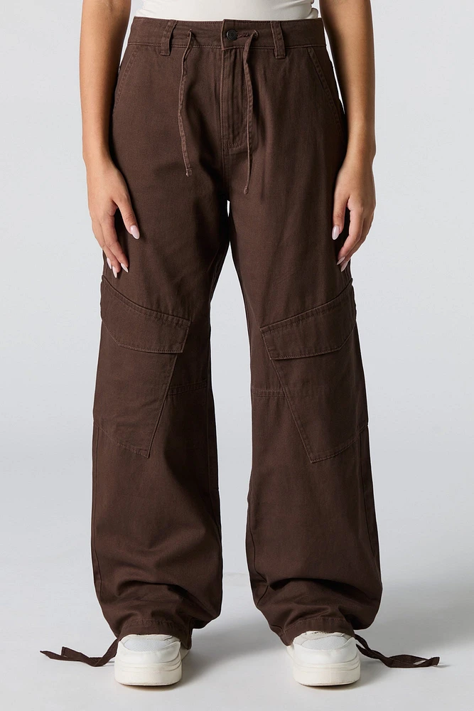 Pantalon cargo ample à taille coulissante
