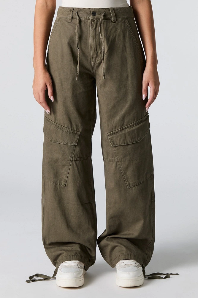 Pantalon cargo ample à taille coulissante