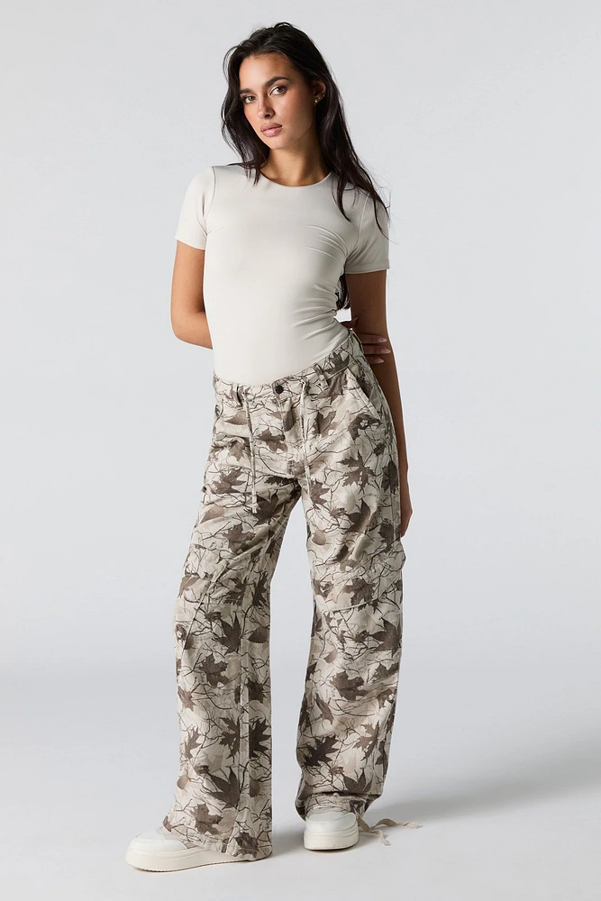 Pantalon cargo ample à taille coulissante