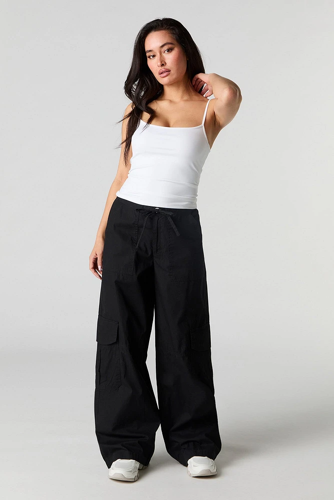 Drawstring Wide Leg Cargo Pant