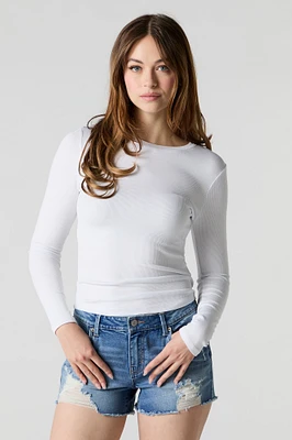 Short remonte-fesses mi-taille d'aspect usé délavé foncé
