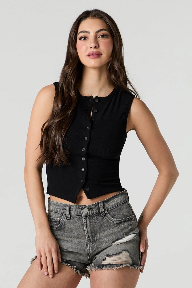 Grey Wash Distressed Denim Short