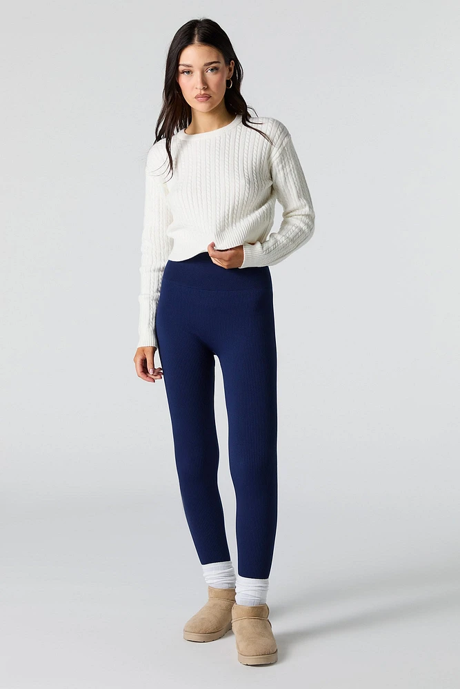 Legging côtelé taille haute sans couture