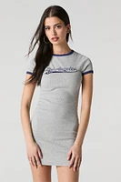 Minirobe t-shirt côtelée avec motif brodé
