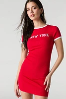 Minirobe t-shirt côtelée avec motif brodé