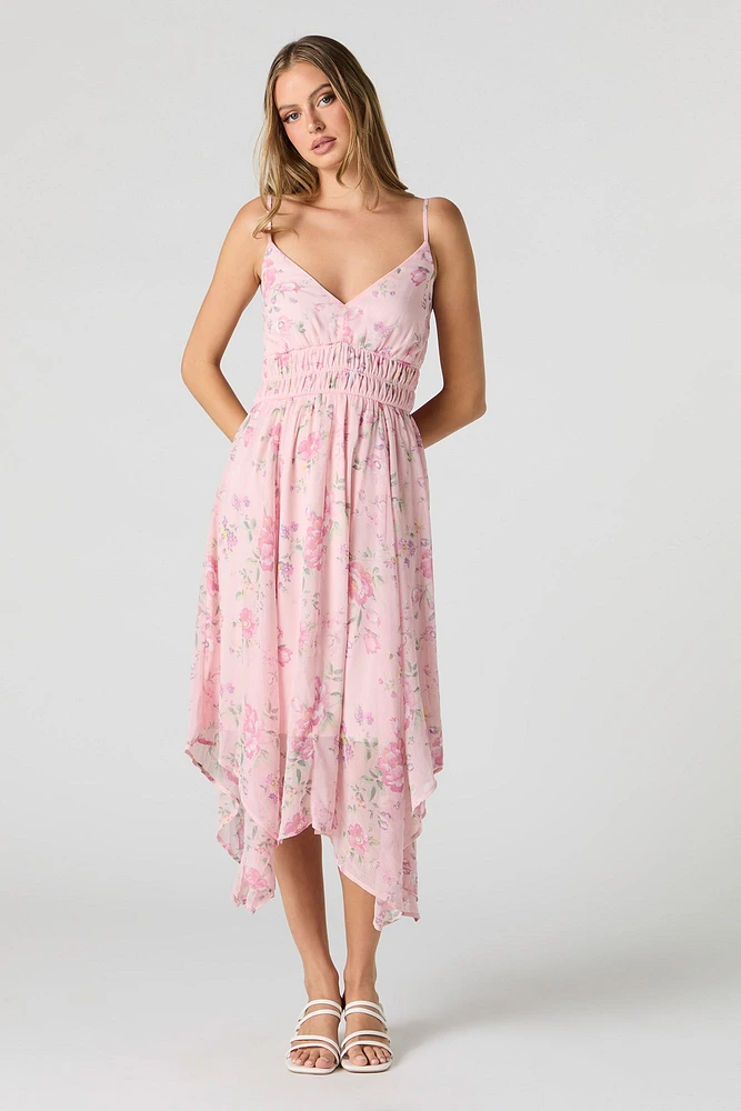 Chiffon V-Neck Asymmetrical Midi Length