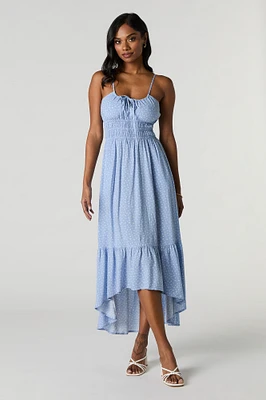 Floral Tie Front High Low Maxi Dress