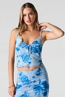 Camisole en filet fleuri superposé
