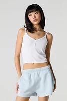 Solid High Rise Fleece Short
