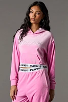 Playboy Rhinestone Velour Cropped Hoodie