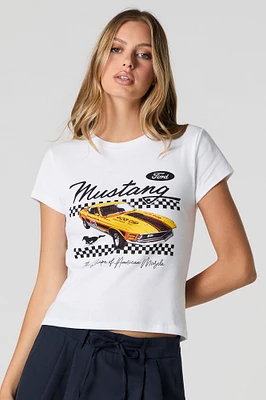 T-shirt côtelé à imprimé Ford Yellow Mustang